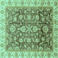 thumbnail image 1 of Ahgly Company Machine Washable Indoor Square Oriental Turquoise Blue Traditional Area Rugs, 6' Square, 1 of 4