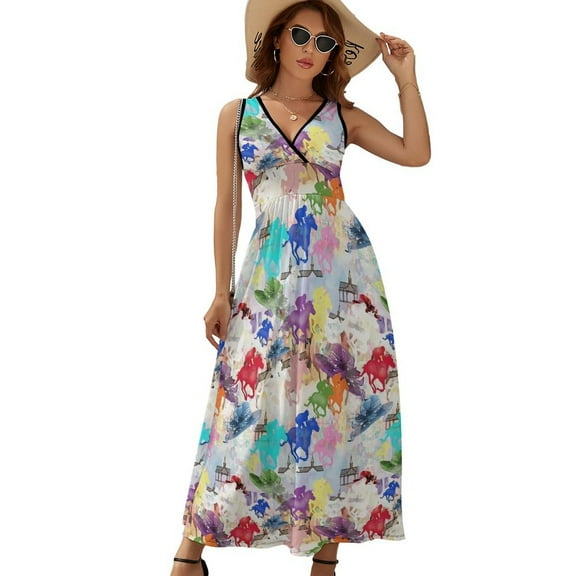 Off to The Horse Races Sleeveless Dress Dresses Women Summer Evening Dresses Ladies Bohemia Long Dresses