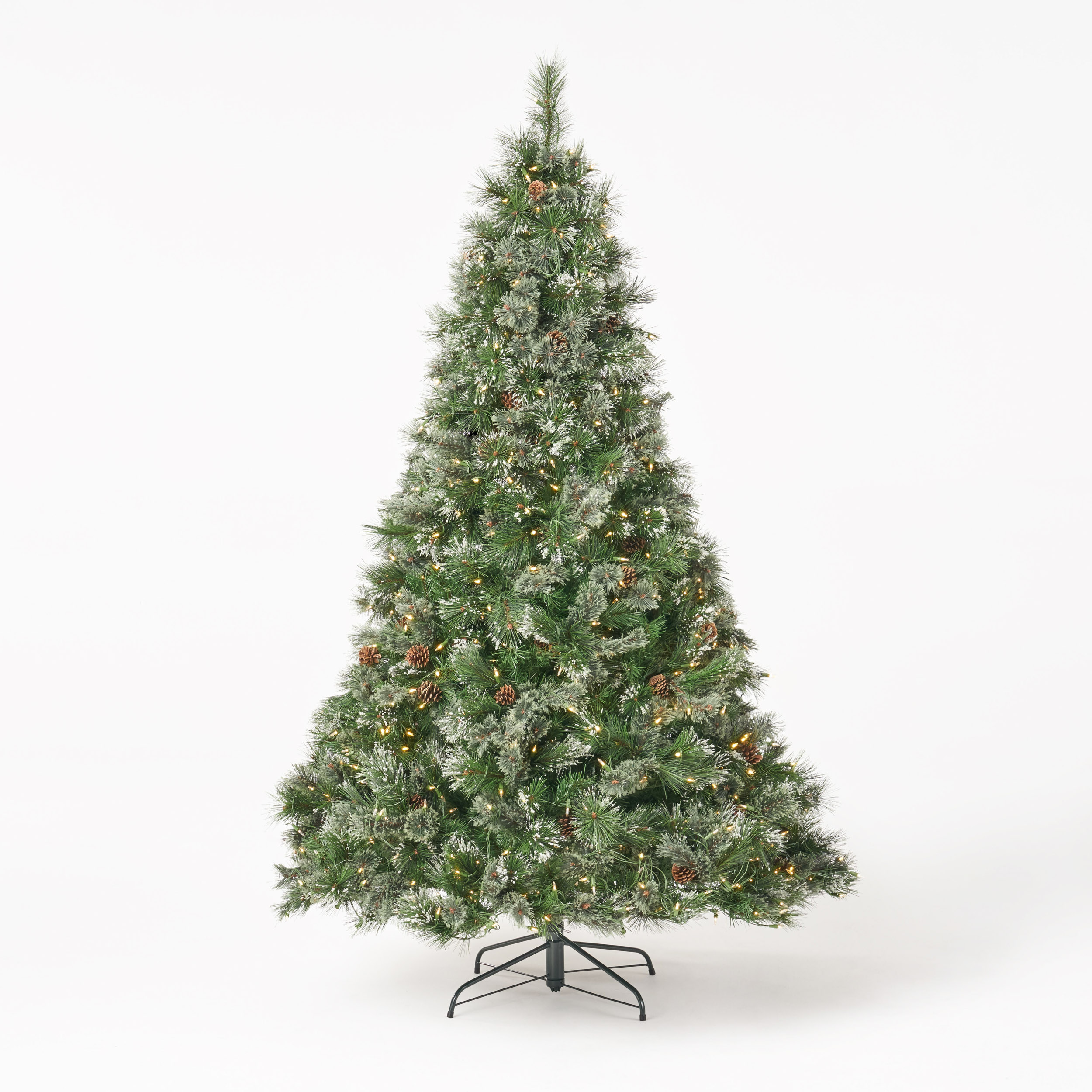 7-foot Cashmere Pine Pre-Lit Clear LED Artificial Christmas Tree with Snowy Branches and 