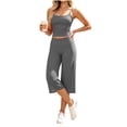thumbnail image 6 of Zormilly Workout Sets for Women Spaghetti Strap Tank Top Wide Leg Capris Yoga Sets Stretch Soft Sport Sets, S-2XL, 6 of 9