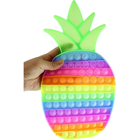 1 Jumbo 13" Rainbow Pineapple Fruit Theme Bubble Pop Fidget Toy - Silicone Push Poke Bubble Wrap Fidget Toy - Bubble Popper Sensory Stress Toy Pinapple