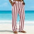 thumbnail image 4 of Uwinwear Men's Striped Pants Casual Color Block Straight-Legs Long Pants Casual Big & Tall Flat Front Business Trousers with Pockets,Red,XXXL, 4 of 5