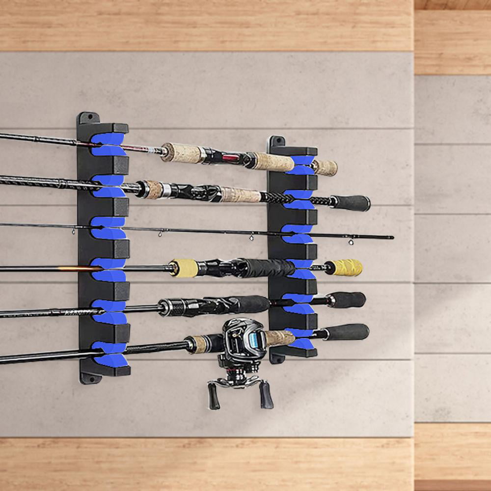 Famure Vertical Fishing Rod Holder Durable Racks Easy to Install Holders  for Garage Tool Room Wall Vertical 6-Rod Holder with EVA Foam Grip safety 