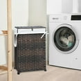 thumbnail image 2 of 70L Slim Laundry Hamper with Lid & Wheels, Rolling Laundry Basket with 2 Removable Liner Bags & 3 Mesh Bags, Narrow Dirty Clothes Basket, Foldable Handwoven Rattan Laundry Sorter, Brown, 2 of 15