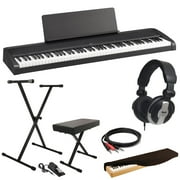 Korg B2WH 88-Key Digital Piano  + Recording Studio Headphones + Keyboard Stand/Bench Pak with Sustain Pedal KPK6550 + Keyboard Cover + TRS Cable