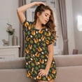 thumbnail image 3 of Yiaed Forest Squirrel Print Women's Loose-Fit Short Sleeve Nightgown, Soft and Comfortable Sleep Dress for Relaxation and Sleepwear, 3 of 6