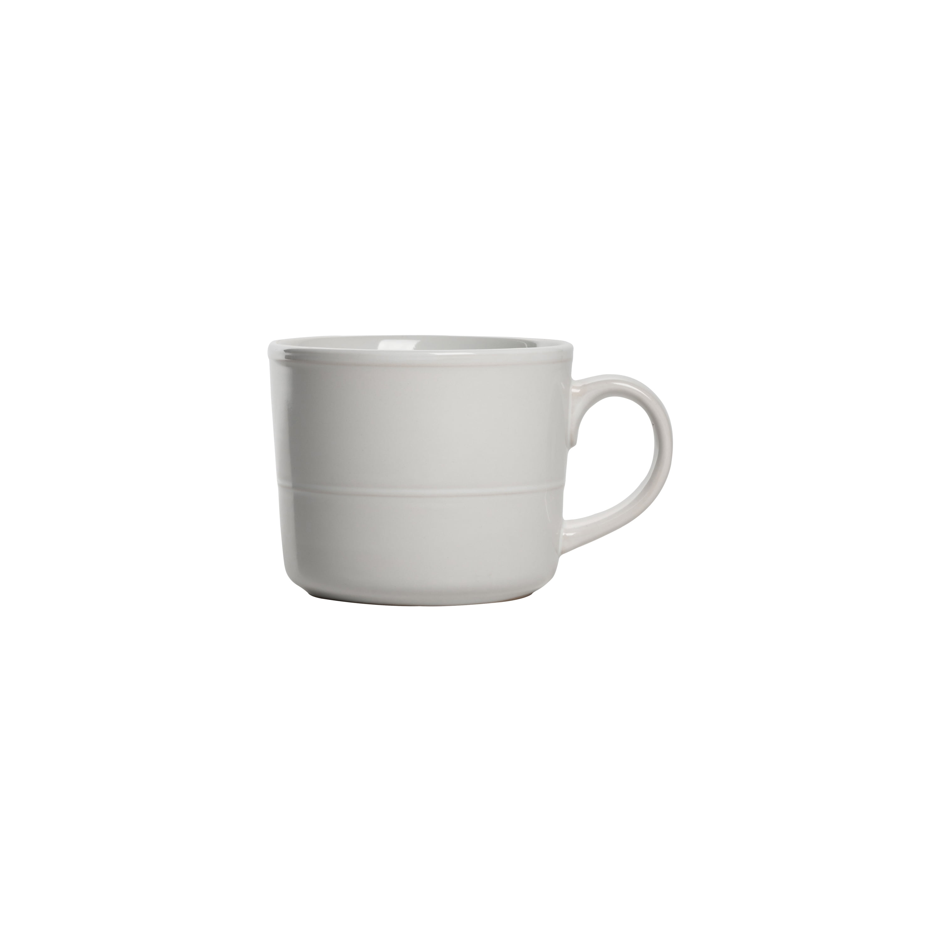 10 Strawberry Street Double Line 3.75"/12 fl oz Stoneware. Mug, Set of 6, White