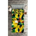 thumbnail image 2 of Ambesonne Yellow Quilted Coverlet 2 Pcs, Geometric Green, Twin Size, Yellow Dark Green, 2 of 2