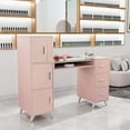 OmySalon Manicure Table Nail Desk for Nail Tech w/Glass Top & Wrist
