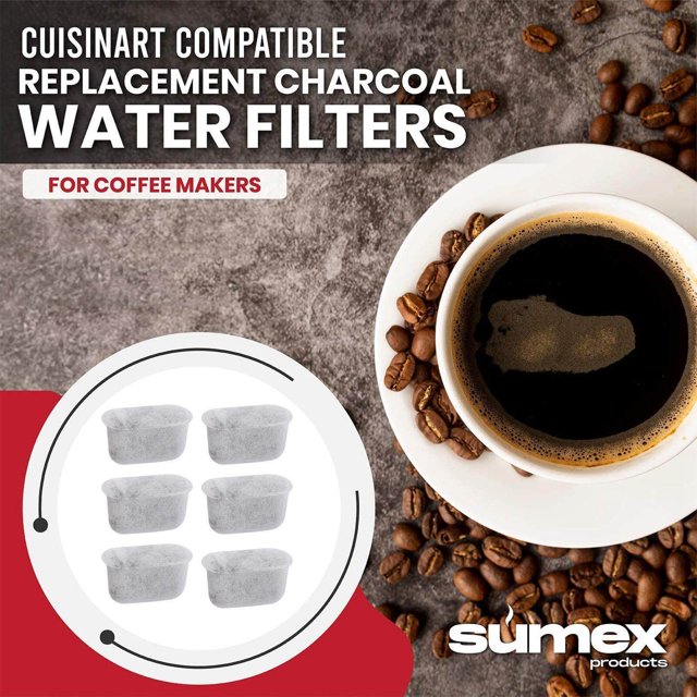 6pcs Activated Charcoal Water Filters for Cuisinart Coffee Makers Activated Charcoal All Series