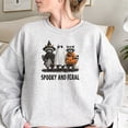 thumbnail image 2 of Spooky and Feral Halloween Raccoon Sweatshirt, Cute Ghost Witch Pumpkin Animal Fall Crewneck for Women, 2 of 6