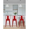 thumbnail image 2 of Leejay Red 24 inch High Back Metal Barstools with Red Vegan Leather Seat,Set of 3, 2 of 5