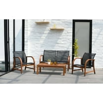 Amazonia Brooklyn 4-Piece Seating Patio Conversation Set, Eucalyptus Wood, Ideal for Outdoors and Indoors, Brown