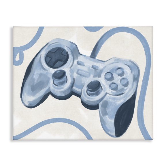 Stupell Industries Eclectic Blue Video Game Controller Soft Vintage Design Canvas Art, 20 x 16, by Lil' Rue