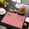 thumbnail image 4 of Red and White Checkered Pattern Summer Placemats Table Placemats Set Of 4-Linen Kitchen Washable Placemats Table Mats 11.8"x17.7" Non-Slip Heat Resistant, 4 of 6