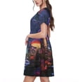 thumbnail image 2 of Balery Jungle Path Glowing Mushrooms Vestidos sueltos de manga corta para mujer, vestidos de verano 2025, vestidos casuales de corte A con vuelo., 2 of 6