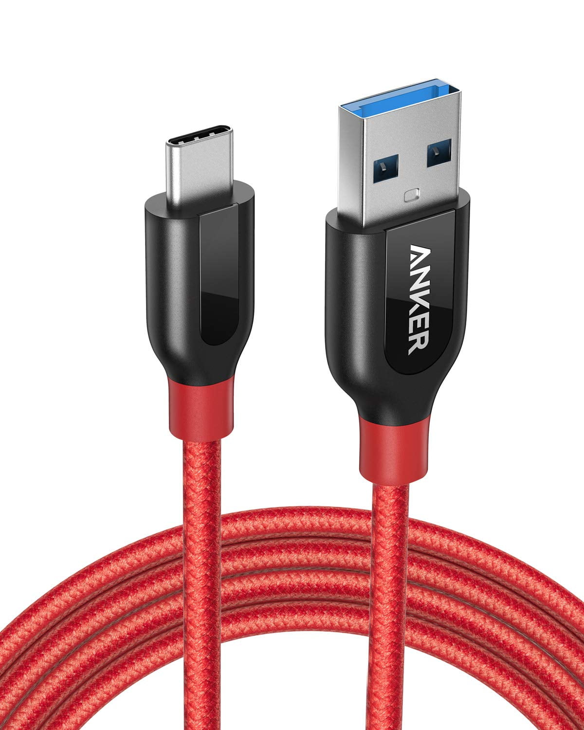 Anker Powerline+ II USB-C to USB-A Cable iPad Pro 2018 and More for Samsung Galaxy S10 / S9 / S9+ / S8/S8+/Note 8 LG V20/G5/G6 Red 6ft 