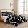 thumbnail image 5 of Twin Quilt Set 68''x86'', Modern Black Geometric Lightweight Summer Bedspread Coverlet Set with 2 Pillow Shams, Abstract Art Morocco Aesthetic Breathable All Season Quilt Bedding for Dorm/Bedroom, 5 of 9