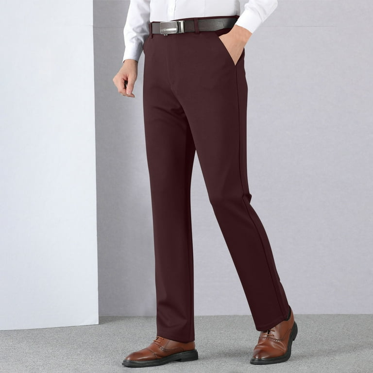 Wyobmus Men's Plus Size Dress Pants Pocket Zipper Thickened Suit Ppants for  Men Straight Leg Business Affairs Solid Color Trousers Burgundy -  Walmart.com