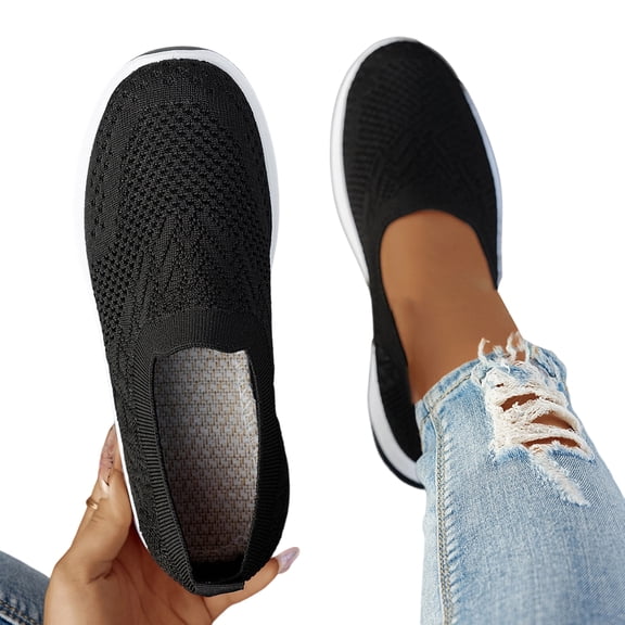 Norvail Womens Woven Orthopedic Walking Shoes, Breathable Soft Shoes Go Walking Slip on Shoes Hands Free Slip in Sneakers Arch Support Summer Going Out Shoes