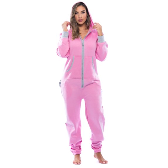 6456-BLK-L #FollowMe Adult Onesie with Patches / Pajamas / Jumpsuit (Pink / Grey Heather, XX-Large)