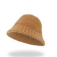 thumbnail image 2 of Winter Bucket Hat Fluffy Faux Fur Fisherman Solid Color Fisherman Hat Women's Winter Warm And Cold Proof Face Small Basin A-Yellow, 2 of 3