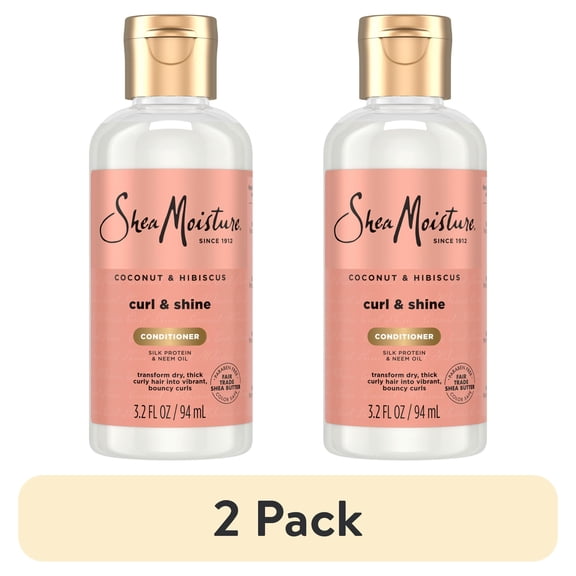 (2 pack) SheaMoisture Curl & Shine Conditioner for Thick, Curly Hair, Coconut & Hibiscus, to Moisturize & Soften, 3.2 fl oz