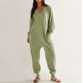 thumbnail image 3 of HSHMT One Piece Jumpsuits For Women Women's Casual Loose Jumpsuits Long Sleeve V Neck Oversized Rompers Baggy Overalls Pajamas, 3 of 8