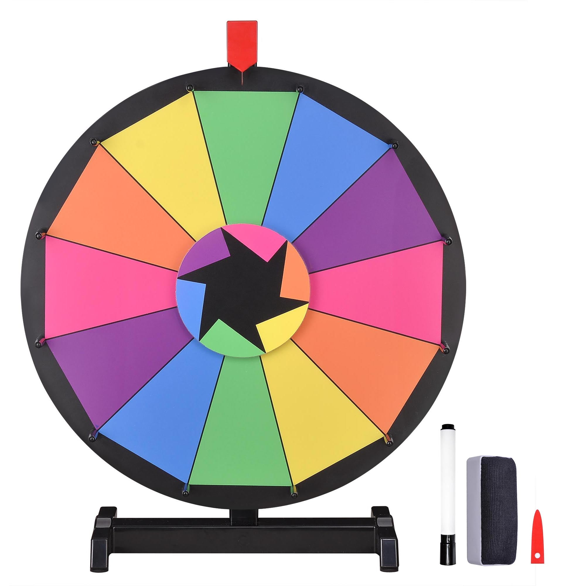 WinSpin™ 18 Tabletop Editable Color Prize Wheel 12 Slot Spinning Game with Dry Erase Tradeshow Carnival 
