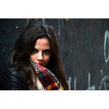 Long Italian - LAMINATED POSTER Model Long Hair Turkey Italian Scarf Women's Poster 24x16 Adhesive Decal