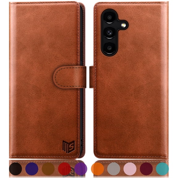 SUANPOT For Samsung Galaxy S24 Plus Wallet Case with RFID Blocking Credit Card Holder,Light Brown