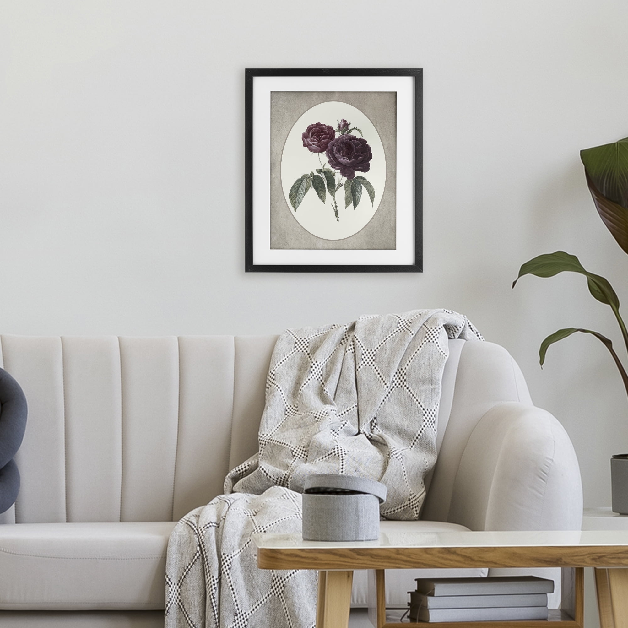 Vintage Blooms within Oval Black Framed Print Under Glass, design by Lettered and Lined