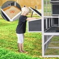 thumbnail image 3 of Outdoor Wooden Chicken Coop for 10 Chickens, Large Hen House Poultry Habitat Pet Hutch Run Cage with 4 Nesting Boxes, Walk in Chicken Coops Run with Ramp and Waterproof Roof, Gray, 3 of 7