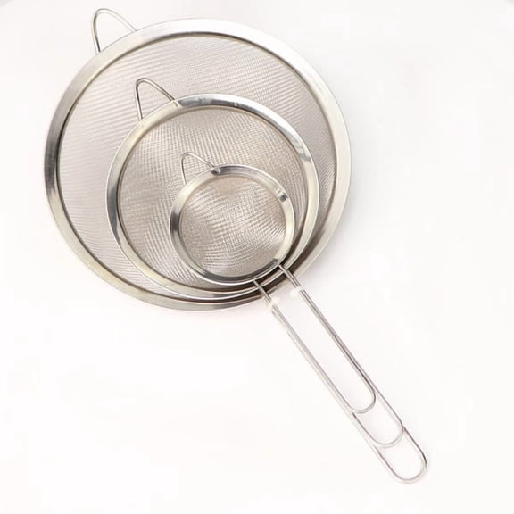 Colanders and sieves set - Stainless steel sieve, fine mesh sieve | Pack of 3 kitchen nets, straining cooking, flour