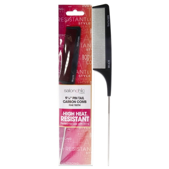 Peigne à Queue en Carbone Haute Résistance à la Chaleur 9.25 - Dents Fines par SalonChic pour Unisexe - 1 Pce Peigne