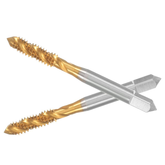 BRIGHTFUFU 2Pcs High Speed Steel Titanium Coating Spiral Tap for Mechanical Processing Professionals