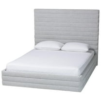 Baxton Studio Cadmus Modern Light Grey Channel-Tufted Fabric Queen Platform Bed