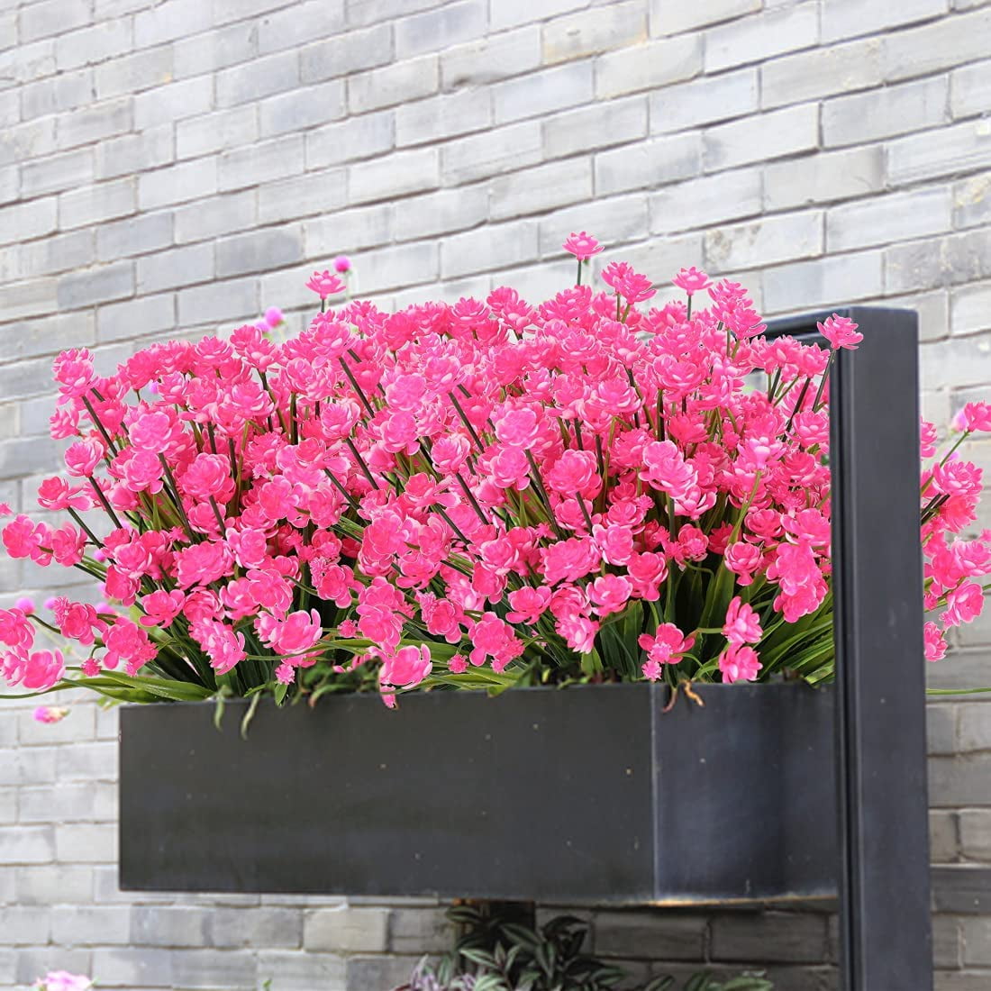Zukuco 12PCS Artificial Flowers,Fake Greenery Faux Plastic Bushes Fake Shrubs UV Resistant Faux Plastic Plants for Wedding Hanging Bouquet Indoor Outdoor Home Garden Office Vase(Pink)