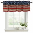 thumbnail image 2 of 2 Pack Valances for Windows, American Flag Window Valances for Living Room/Bedroom/Bathroom, Vintage USA Flag Wooden Light Filtering Kitchen Curtain Valance Window Treatment 42"W x12" L, 2 of 9