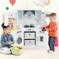 thumbnail image 2 of Costway Wooden Kids Play Corner Kitchen with Realistic Lights & Sounds Lighted Range Hood White, 2 of 9