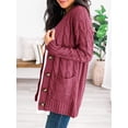 thumbnail image 3 of DOPI Women's Open Front Cardigan Sweaters Fashion Button Down Cable Knit Chunky Outwear Coats, 3 of 6