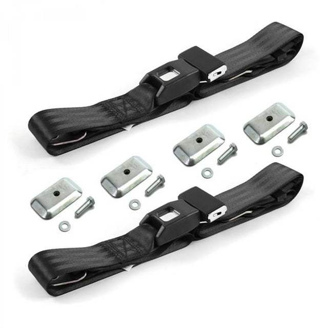 Nash Rambler 1950-1954 Standard 2 Point Black Lap Bucket Seat Belt Kit with Bracketry - 2 Belts