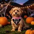 thumbnail image 4 of Twfbrm Halloween Dog Bandanas, Ghost & Bat Print Triangle Fabric Pet Scarf for Boys and Girls, Adjustable Reversible Neckerchief Washable Puppy Bibs Halloween Pet Costume for Cats and Dogs, 4 of 6