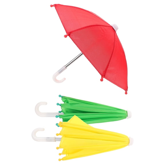 ROSENICE 3Pcs Red Miniature Umbrella for Micro Scene Umbrella Vintage Style