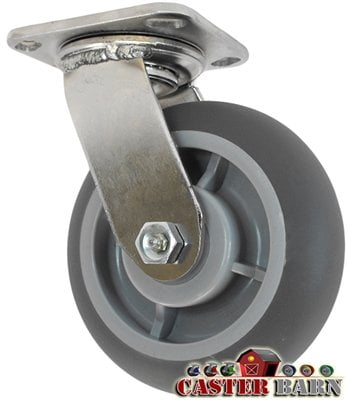Flat 4EA - Swivel with Brake 8" x 2" Non-Marking Rubber Caster 