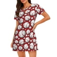 thumbnail image 1 of Vsdgher Motif Baseball Mignon Chemise de Nuit à Manches Courtes Col Rond Robe de Nuit Confortable à Volants, 1 of 6