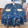 thumbnail image 2 of Blue Flowers Oval Tablecloth 54x72in for Oval Table Waterproof Floral Table Cloths for Dining Room Indoor Outdoor Table Cloth, 2 of 6