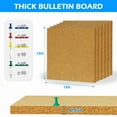 thumbnail image 5 of Adhesive Cork Board Tiles 6 Packs Cork Bulletin Board 12" x 12", Thick Frameless Corkboards for Walls with Pushpins for Home Office Kitchen School Decor Display, Brown, 5 of 10