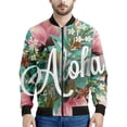 thumbnail image 3 of Chaqueta con estampado de flores coloridas hawaianas para hombre, sudaderas con estampado 3D de plantas tropicales, abrigos de manga larga con cremallera estilo bombardero callejero, 3 of 5