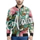 thumbnail image 3 of Chaqueta con estampado de flores coloridas hawaianas para hombre, sudaderas con estampado 3D de plantas tropicales, abrigos de manga larga con cremallera estilo bombardero callejero, 3 of 5